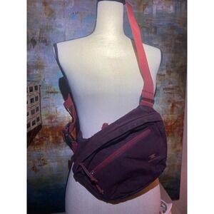 Mountainsmith Lumbar Pack Burgundy Canvas Fanny Pack Crossbody Hiking Waist Bag